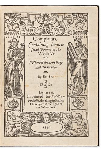 Spenser, Edmund (1552?-1599) Complaints. Containing Sundrie Small Poemes of the Worlds Vanitie.